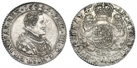COLECCIÓN DE DUCATONES Y PATAGONES DE DOBLE PESO. FELIPE IV. Doble ducatón. 1645. Amberes. A/ . PHIL. IIII. D. G. HISP. ET. INDIAR. REX. R/ . ARCHID ....