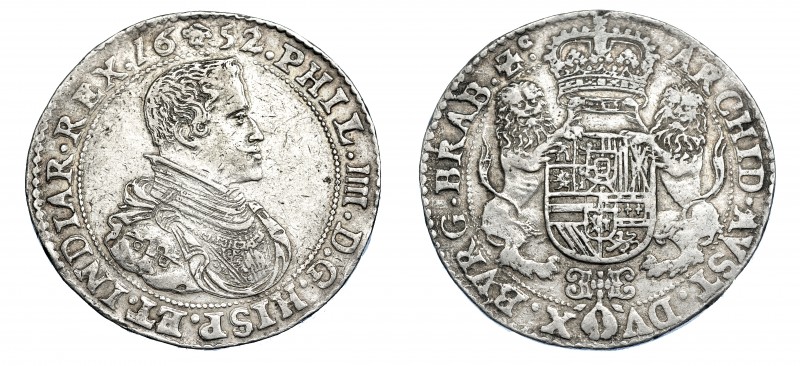 COLECCIÓN DE DUCATONES Y PATAGONES DE DOBLE PESO. FELIPE IV. Doble ducatón. 1652...