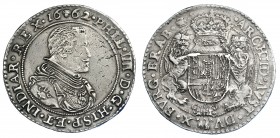 COLECCIÓN DE DUCATONES Y PATAGONES DE DOBLE PESO. FELIPE IV. Doble ducatón. 1662. Bruselas. A/ . PHIL. IIII. D. G. HISP. ET. INDIAR. REX. R/ . ARCHID ...