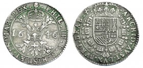 COLECCIÓN DE DUCATONES Y PATAGONES DE DOBLE PESO. FELIPE IV. Doble patagón. 1646. Amberes. A/ . PHIL. IIII. D. G. HISP. ET. INDIAR. REX. R/ . ARCHID. ...