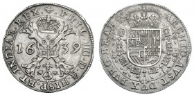 COLECCIÓN DE DUCATONES Y PATAGONES DE DOBLE PESO. FELIPE IV. Doble patagón. 1639. Bruselas. A/ . PHIL. IIII. D. G. HISP. ET. INDIAR. REX. R/ . ARCHID....