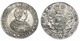 COLECCIÓN DE DUCATONES Y PATAGONES DE DOBLE PESO. CARLOS II. Doble ducatón. 1673. Bruselas. A/ CAROL. II. D. G. HISP. ET. INDIAR. REX. R/ . ARCHID. AV...