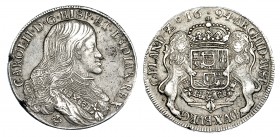 COLECCIÓN DE DUCATONES Y PATAGONES DE DOBLE PESO. CARLOS II. Doble ducatón. 1694. Brujas. A/ CAROL. II. D. G. HISP. ET. INDIAR. REX. R/ . ARCHID. AVST...