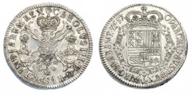 COLECCIÓN DE DUCATONES Y PATAGONES DE DOBLE PESO. CARLOS III PRETENDIENTE. Doble patagón. 1709. Amberes. A/ CAROLUS III. D. G. HISP. ET INDIARUM REX. ...
