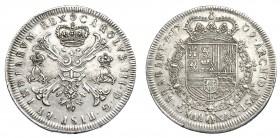 COLECCIÓN DE DUCATONES Y PATAGONES DE DOBLE PESO. CARLOS III PRETENDIENTE. Doble patagón. 1709. Amberes. A/ CAROLVS III. D. G. HISP. ET INDIARVM REX. ...