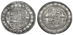 FELIPE IV. 50 reales. 1631. Segovia. A superada de cruz. A/ PHILIPPUS IIII D G. R/ HISPANIARUM REX. Leyendas separadas por adornos florales. AC-1698. ...