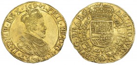 FELIPE IV. Doble soberano. 1641. Amberes. DEL-169 (oro). R.B.O. EBC/MBC+. Rara en esta conservación.