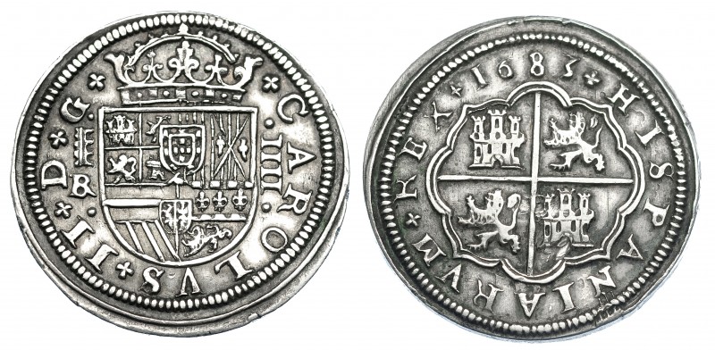 CARLOS II. 4 reales. 1683. Segovia. BR. Fecha pequeña. Acueducto de 3 arcos. AC-...