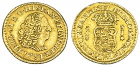 FERNANDO VI. Escudo. 1751. Lima. J. VI-445. MBC. Rara.