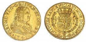 FERNANDO VI. 8 escudos. 1747. México. MF. VI-597. R.B.O. MBC+/EBC-. Rarísima.