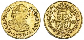 CARLOS III. 1/2 escudo. 1775. Sevilla. CF. VI-1084. B.O. EBC. Muy escasa.