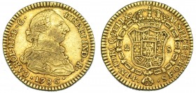 CARLOS III. 2 escudos. 1786. Popayán. SF. VI-1385. MBC-.