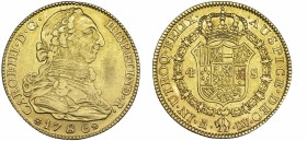 CARLOS III. 4 escudos. 1786. Madrid. DV. VI-1470. MBC/EBC-. Ex col "Chicho" Ibáñez Serrador.