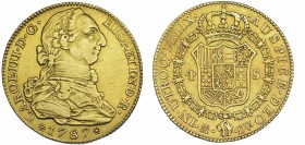 CARLOS III. 4 escudos. 1787. Madrid. DV. VI-1471. Pequeñas marcas. MBC/MBC+. Ex col. "Chicho" Ibáñez Serrador.