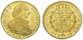 CARLOS III. 8 escudos. 1780. Popayán. SF. VI-1719. Pequeñas marcas. B.O. EBC-/EBC.