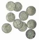 CARLOS IV. Lote de 10 monedas de 2 reales de Carlos IV de Nueva Guatemala. 1790-1803. Con oxidaciones marinas. Una con roturas al borde y otra con agu...