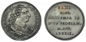 CARLOS IV. Medalla de Proclamación. 1789. La Universidad de Sevilla. AR 26,5 mm. Grabador SA. H-97 vte. EBC/EBC-.