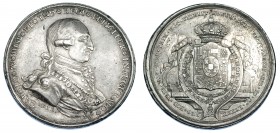 CARLOS IV. Medalla de Proclamación. 1789. México. La minería. AG 45 mm. Grabador Gil. H-169. Hojita y pequeñas marcas. MBC. Escasa.