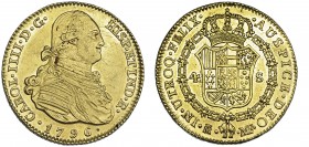 CARLOS IV. 4 escudos. 1796. Madrid. MF. VI-1199. EBC-/EBC+. Ex col. "Chicho" Ibáñez Serrador.
