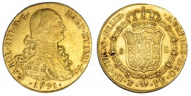 CARLOS IV. 8 escudos. 1791. Potosí. PR. VI-1394. MBC. Muy escasa.