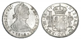 FERNANDO VII. 8 reales. 1810. Lima. JP. VI-1039. Acuñación floja en rev. R.B.O. EBC. Escasa.