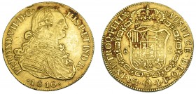 FERNANDO VII. 8 escudos. 1816. Nuevo Reino. JF. VI-1505. Golpecitos en canto y anv. MBC.