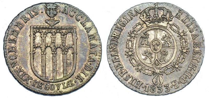 ISABEL II. Medalla de Proclamación. 1833. Segovia. AR 24,5 mm. H-30. MBC+.