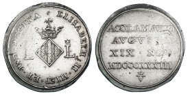 ISABEL II. Medalla de Proclamación. 1833. Valencia. AR 21 mm. H-35. Pequeñas marcas. MBC.