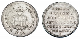 ISABEL II. Medalla Mayoría de edad. 1843. Palma de Mallorca. AR 22 mm. H-11. MBC+.