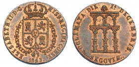 ISABEL II. Medalla Mayoría de edad. 1843. Segovia. AE 23,8 mm. H-15 vte. MPN-639. B.O. EBC.