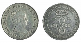 ISABEL II. Lote de 2 medallas Mayoría de edad. 1843. Sevilla. AR 23 mm. H-17. MBC-/MBC.