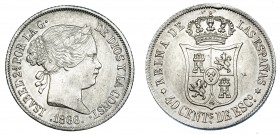 ISABEL II. 40 céntimos de escudo. 1866. Madrid. VI-430. EBC/EBC-.