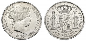 ISABEL II. 20 reales. 1860. Madrid. VI-516. Pequeñas marcas. EBC-.