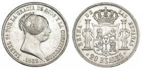 ISABEL II. 20 reales. 1852. Sevilla. VI-525. Pequeñas marcas. B.O. EBC+.