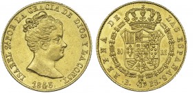 ISABEL II. 80 reales. 1845. Barcelona. PS. VI-588. BO. EBC/EBC+.