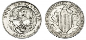 UNIÓN CATALANISTA. Módulo 1 peseta. 1900. Talleres Vallmitjana de Barcelona. VII-202. EBC.