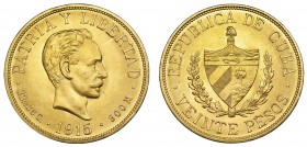 CUBA. 20 pesos. 1915. KM-21. Pequeñas marcas. SC.