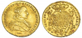 ESTADOS ITALIANOS. NÁPOLES. Fernando IV de Borbón. 6 ducados. 1767. Nápoles. C-C/R. Gigante-10. Rayas de ajuste en rev. EBC-.