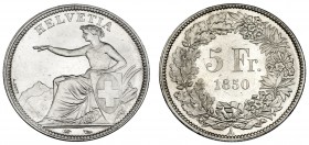 SUIZA. 5 francos. 1850 A. KM-11. B.O. SC. Rara en esta conservación.