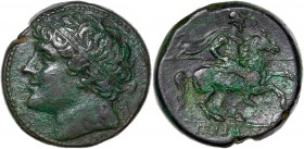 Sicily, Syracuse. Hieron II - Ae Dilitron - (275-215 BC)
A/ - 
R/ IEPΩNOΣ
Reference: HGC.2 1548
Very fine -
18,88g - 26.71mm - 2h.