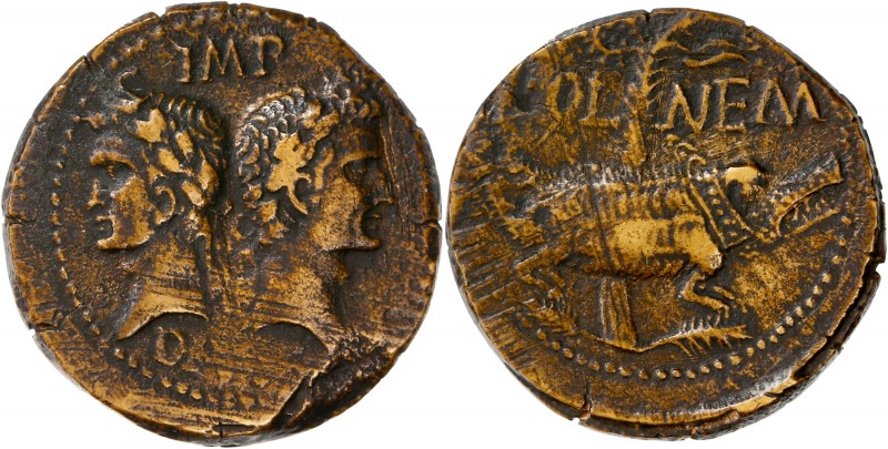 Gaul - Nemausus - Augustus and Agrippa - Ae Dupondius (27 BC-AD 14)
A/ IMP DIVI ...