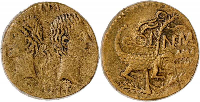 Gaul - Nemausus - Augustus and Agrippa - Ae Dupondius (27 BC-AD 14)
A/ IMP DIVI ...