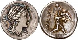 L. Julius L.f.Caesar (108-107 BC) - Ar Denarius - Rome
A/ PIETAS
R/ M HERENNI
Reference: Cr 308/1a
Very fine
3,84g - 18.58mm - 1h.