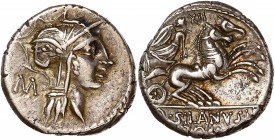D. Iunius L.f. Silanus (91BC) Ar Denarius - Rome
A/ -
R/ D SILANVS L F / ROMA
Reference: Cr 337/3
Good very fine - iridescent tone
3,84g - 17.63mm - 8...