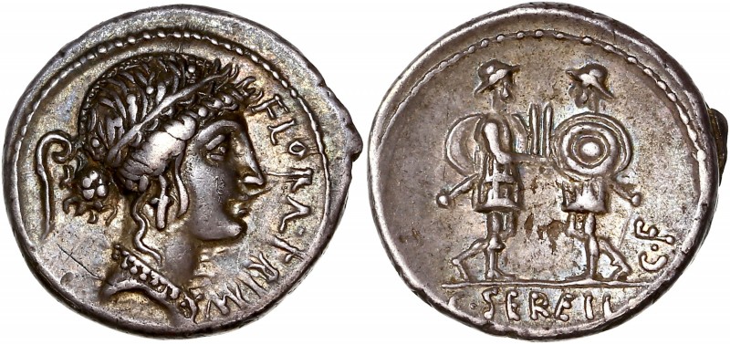 C. Servilius C.f.(57BC) Ar Denarius - Rome 
A/ FLORAL PRIMVS
R/ C SERVEIL C F
Re...