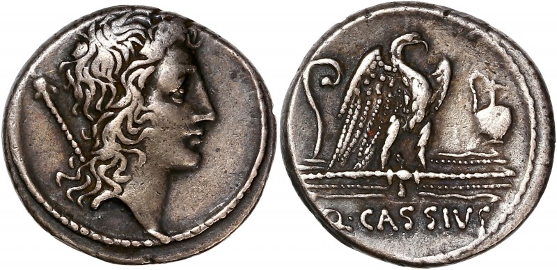 Q. Cassius Longinus (55BC) Ar Denarius - Rome
A/ -
R/ Q CASSIVS
Reference: Cr 42...
