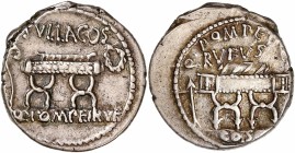 Q. Pompeius Q.n. Rufus (54BC) Ar Denarius - Rome
A/ Q POMPEI Q F RVFVS / COS
R/ SVLLA COS / Q POMPEI RVF
Reference: Cr 434/2
Good very fine - Golden l...
