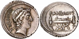 Lollius Palicanus (45BC) Ar Denarius - Rome 
A/ HONORIS 
R/ PALIKANVS
Reference: Cr 473/2
Good very fine - 
3,93g - 19.64mm - 7h.