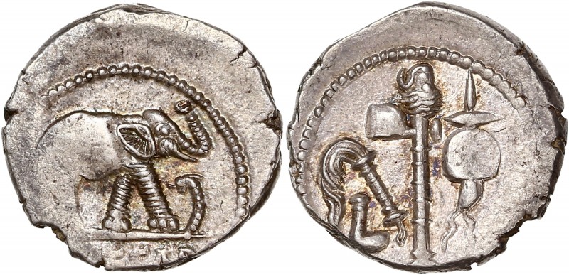 Julius Caesar (49BC-44BC) Ar Denarius - Military mint 
A/ Caesar 
R/
Reference: ...