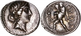 Julius Caesar (49BC-44BC) Ar Denarius - Africa 
A/ -
R/ CAESAR
Reference: Cr 458/1
Near extremely fine - nice example 
3,78g - 18.23mm - 5h.